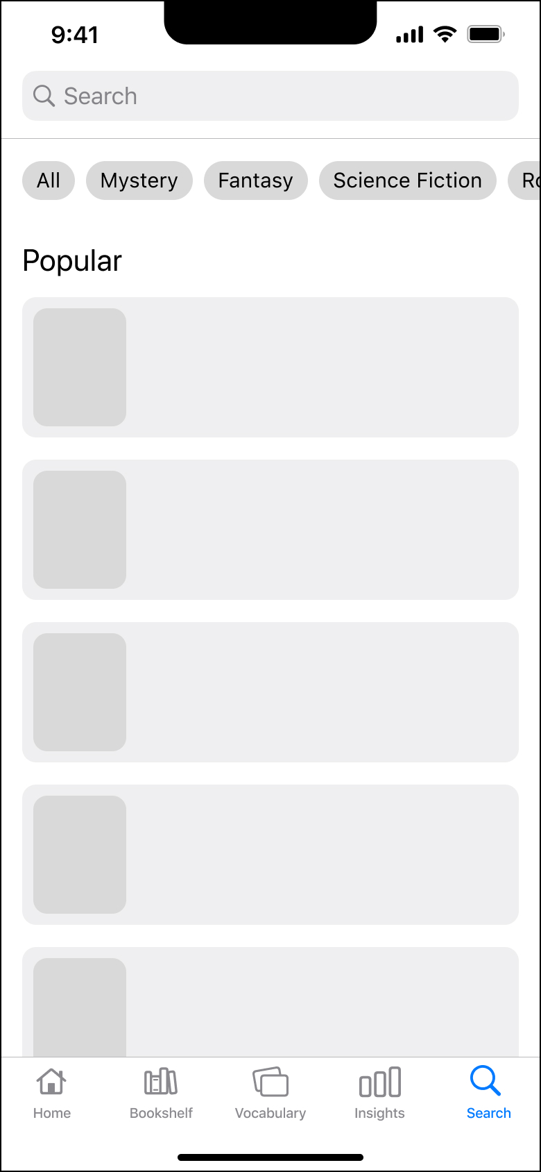 Low-Fidelity Wireframes of the Explore Screen