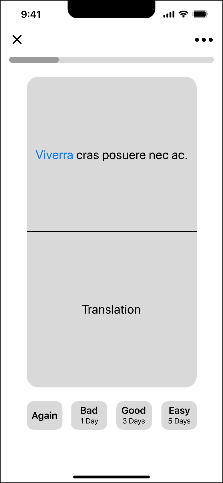 Low-Fidelity Wireframes of the Flashcard Back View