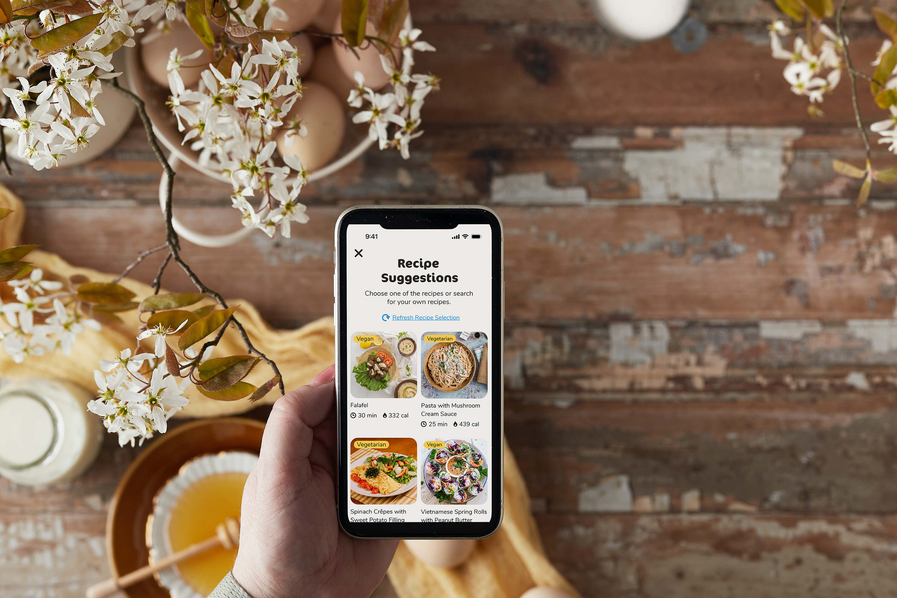 Mockup of the meal compass web app