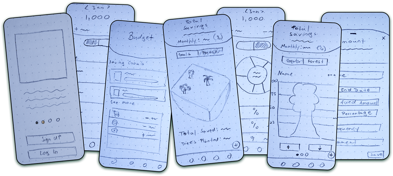 Plantwise low fidelity wireframe sketches